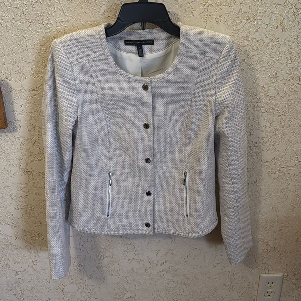 White House Black Market Snap Front Textured Jacket - Picture 6 of 16